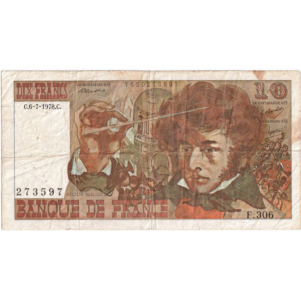 France, 10 Francs, Berlioz, 1978-07-06, F.306, VF(30-35)