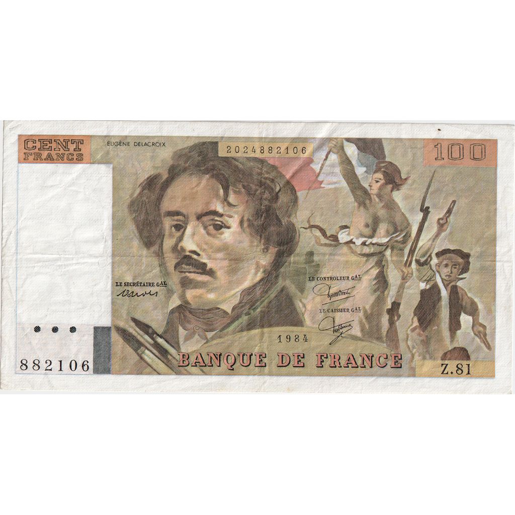 France, 100 Francs, Delacroix, Z.81, EF(40-45)