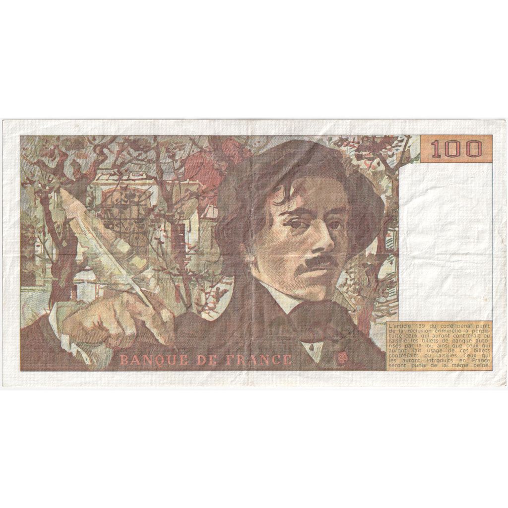 France, 100 Francs, Delacroix, Z.81, EF(40-45)