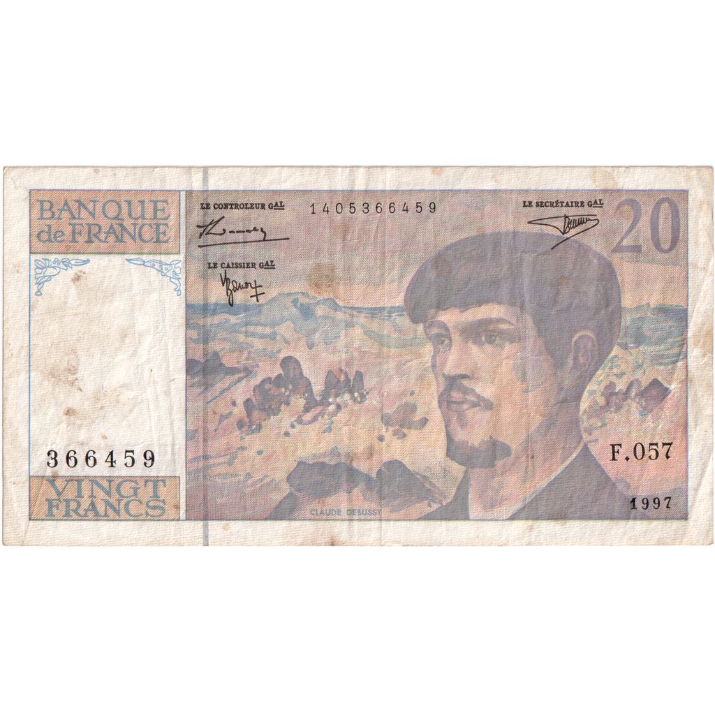 France, 20 Francs, Debussy, F.057, TB+