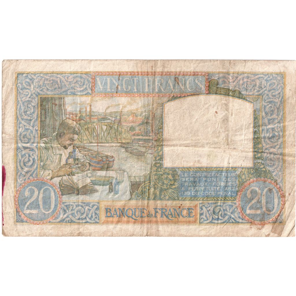 Francia, 20 Francs, Science et Travail, 1941-08-28, L.5289, BC