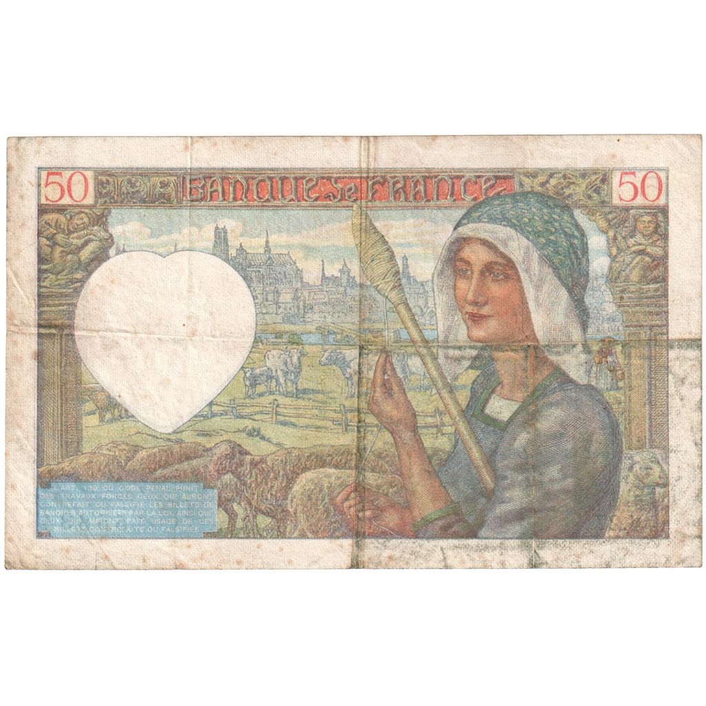 Francia, 50 Francs, Jacques Coeur, 1940-12-05, Y.27, BC