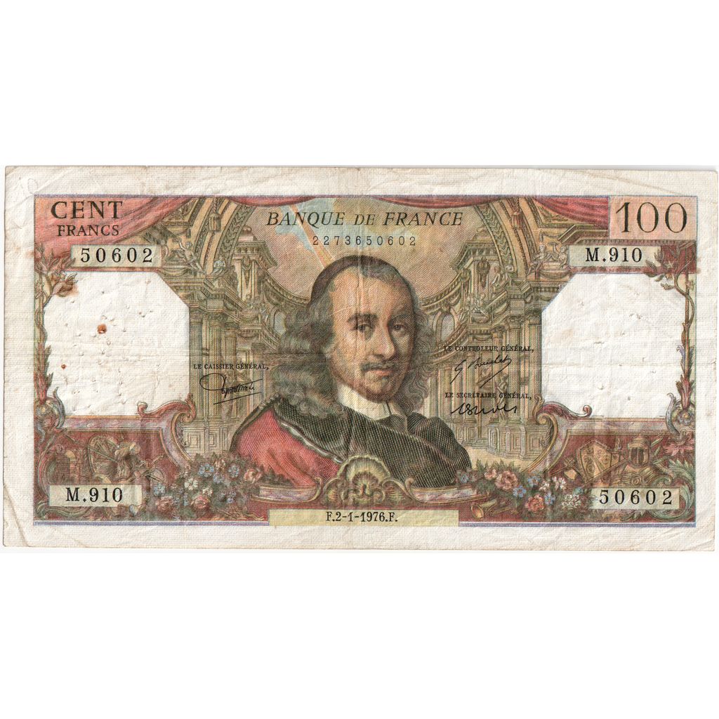 France, 100 Francs, Corneille, 1976-01-02, M.910, VF(30-35)