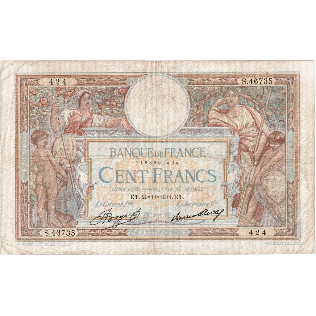 Francja, 100 Francs, Luc Olivier Merson, 1934-11-08, S.46735, VF(30-35)