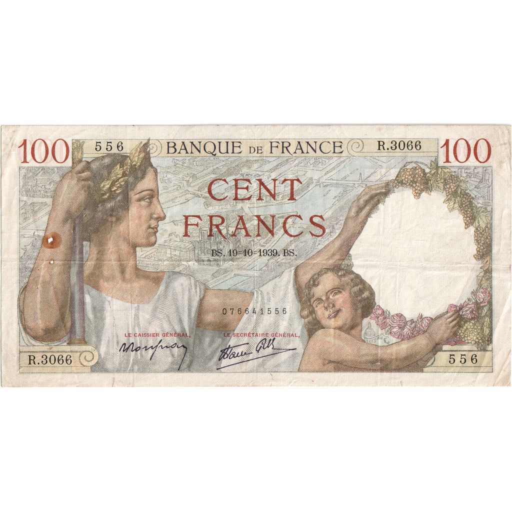 France, 100 Francs, Sully, 1939-10-19, R.3066, TB+