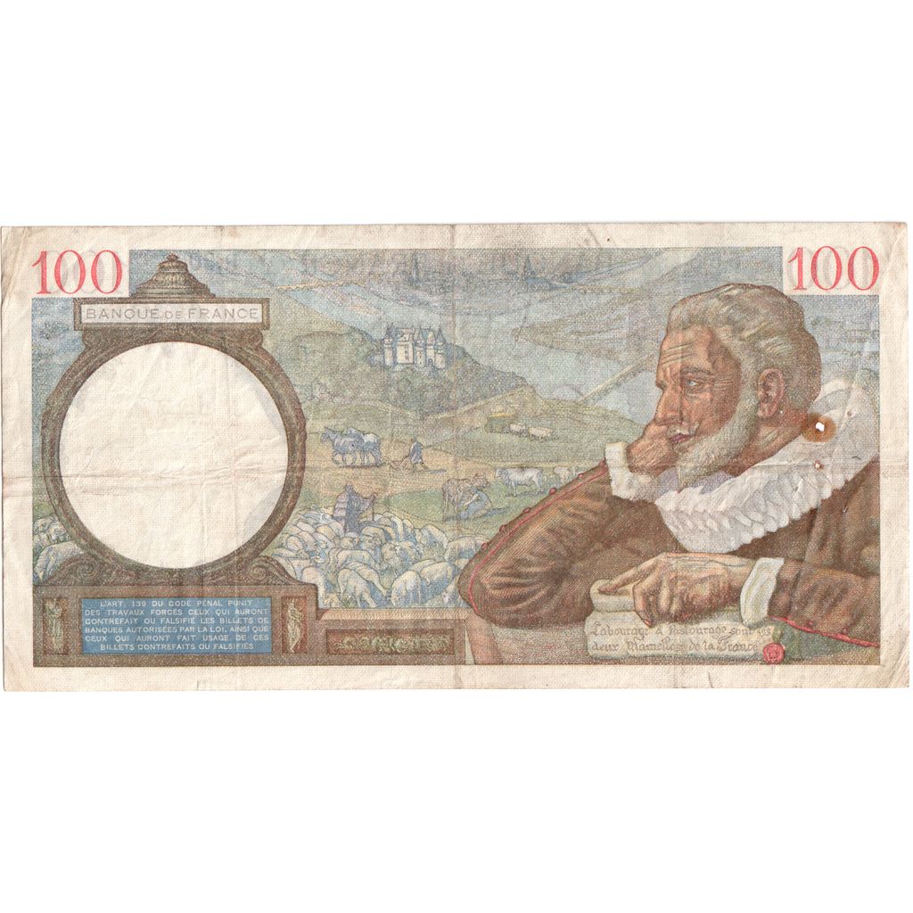 France, 100 Francs, Sully, 1939-10-19, R.3066, TB+