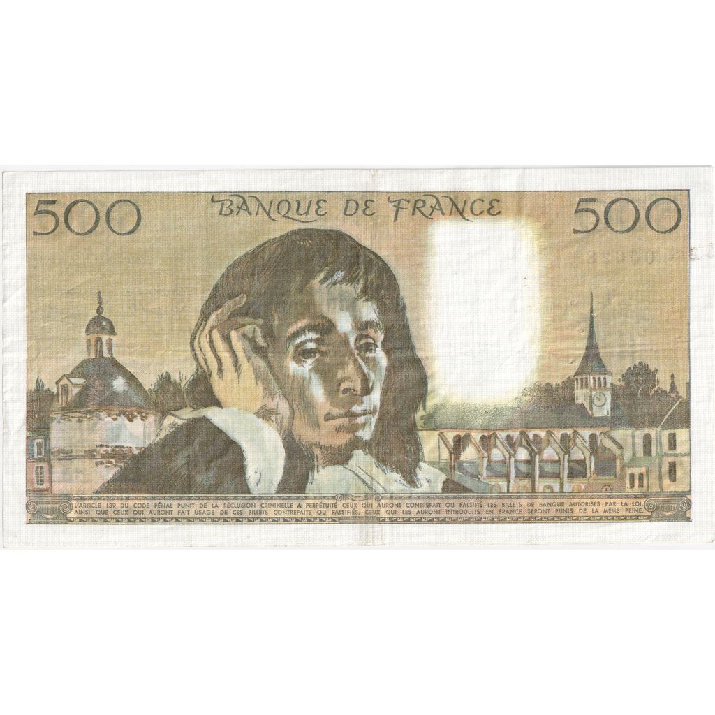 France, 500 Francs, Pascal, 1977-02-03, L.72, TTB