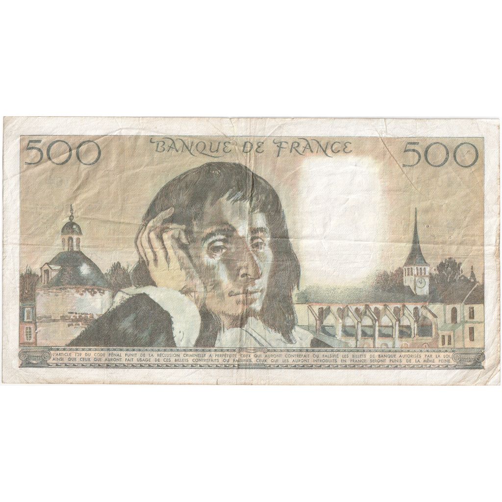 France, 500 Francs, Pascal, 1982-08-05, U.164, VF(30-35)