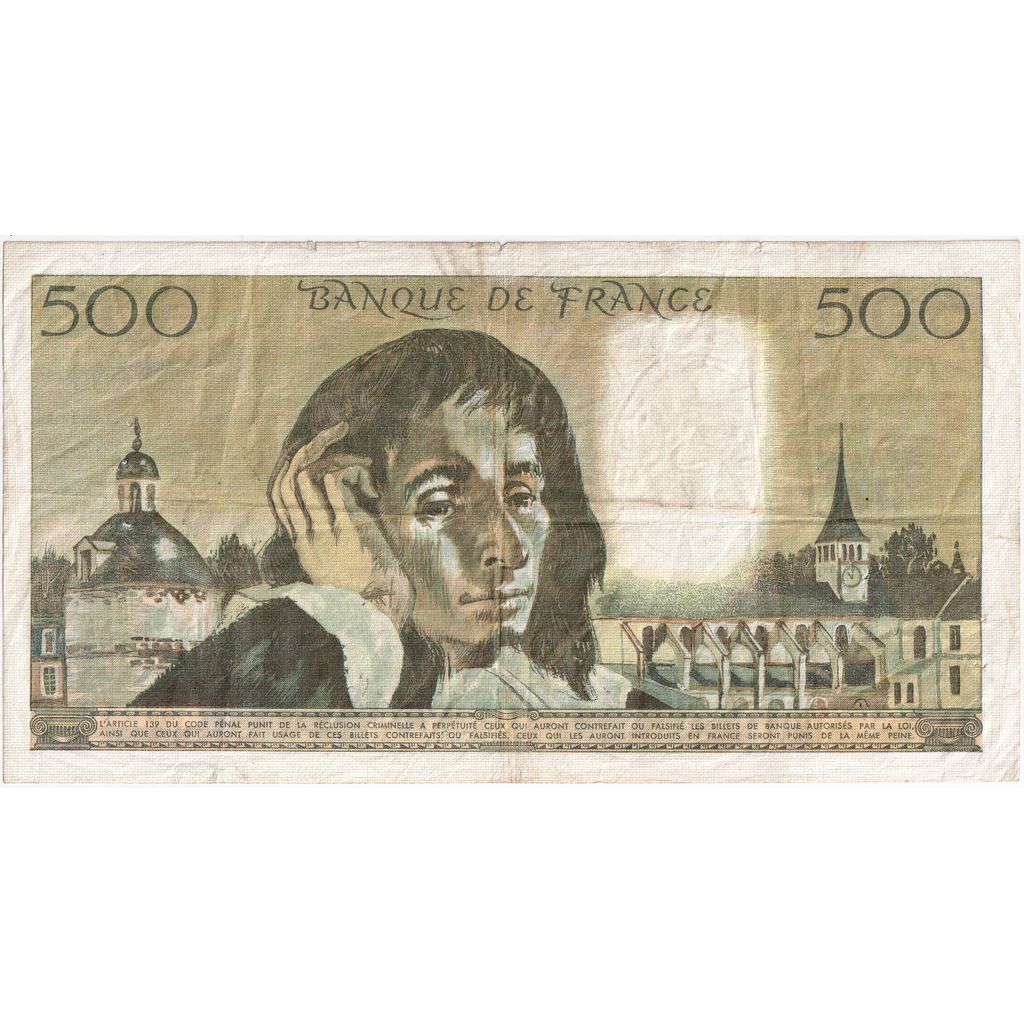 Francia, 500 Francs, Pascal, 1971-12-02, D.27, MB+