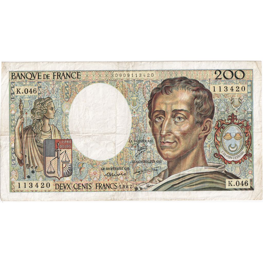 Francja, 200 Francs, Montesquieu, K.046, VF(30-35)