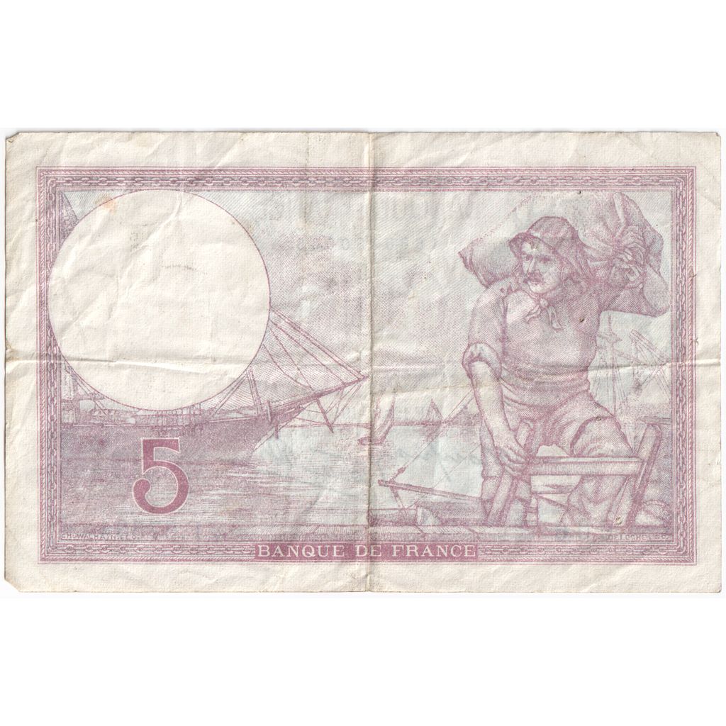 Frankrijk, 5 Francs, Violet, 1940-12-12, F.67534, TB+