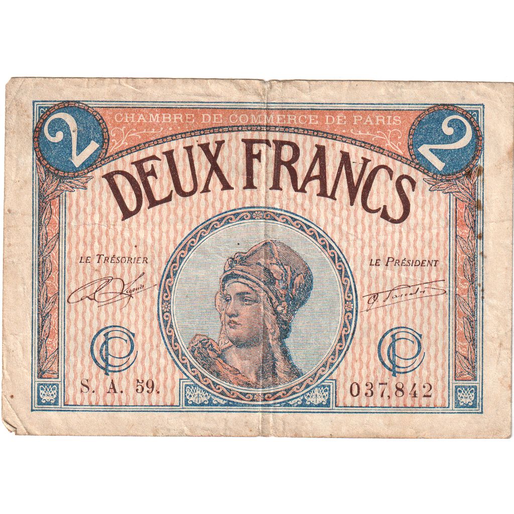 France, Paris, 2 Francs, 1922, EF(40-45), Pirot:97-28