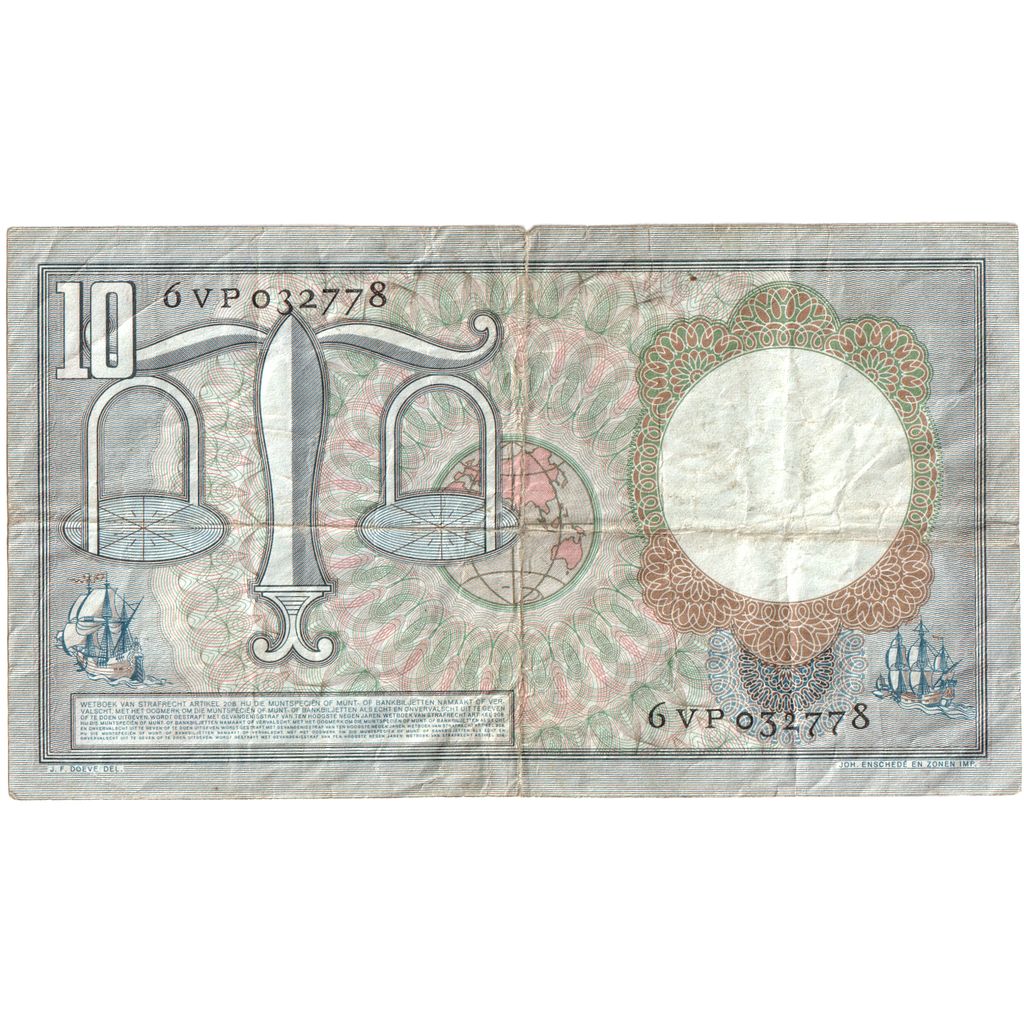Nederland, 10 Gulden, 1953-03-23, TTB
