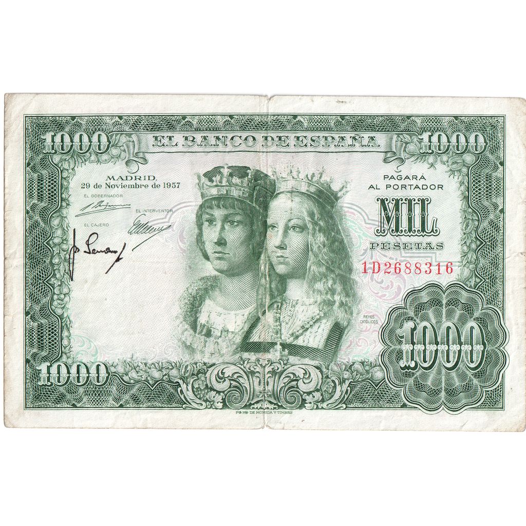 Spain, 1000 Pesetas, 1957-11-29, VF(30-35)
