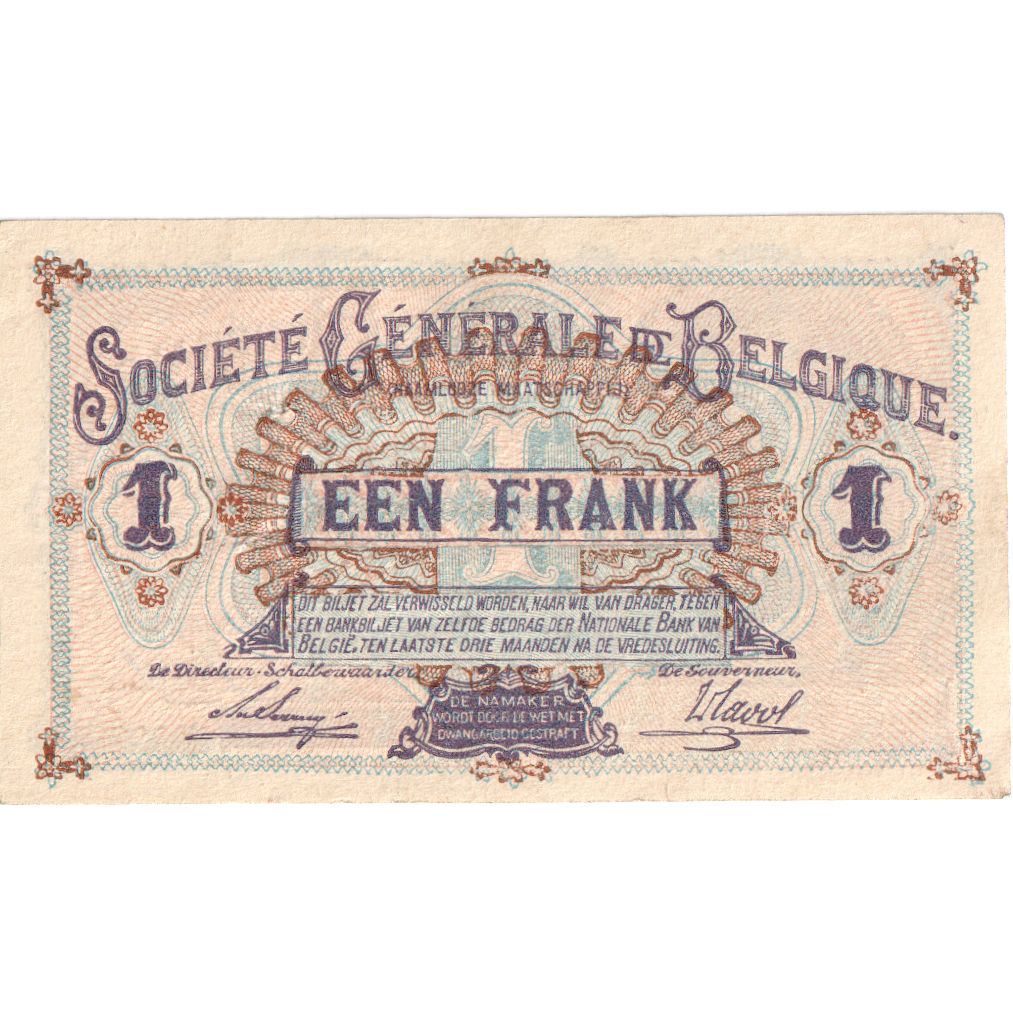 Belgio, 1 Franc, 1918-10-04, BB