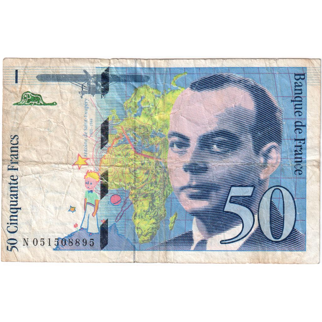 France, 50 Francs, St Exupéry, N051508895, VF(30-35)