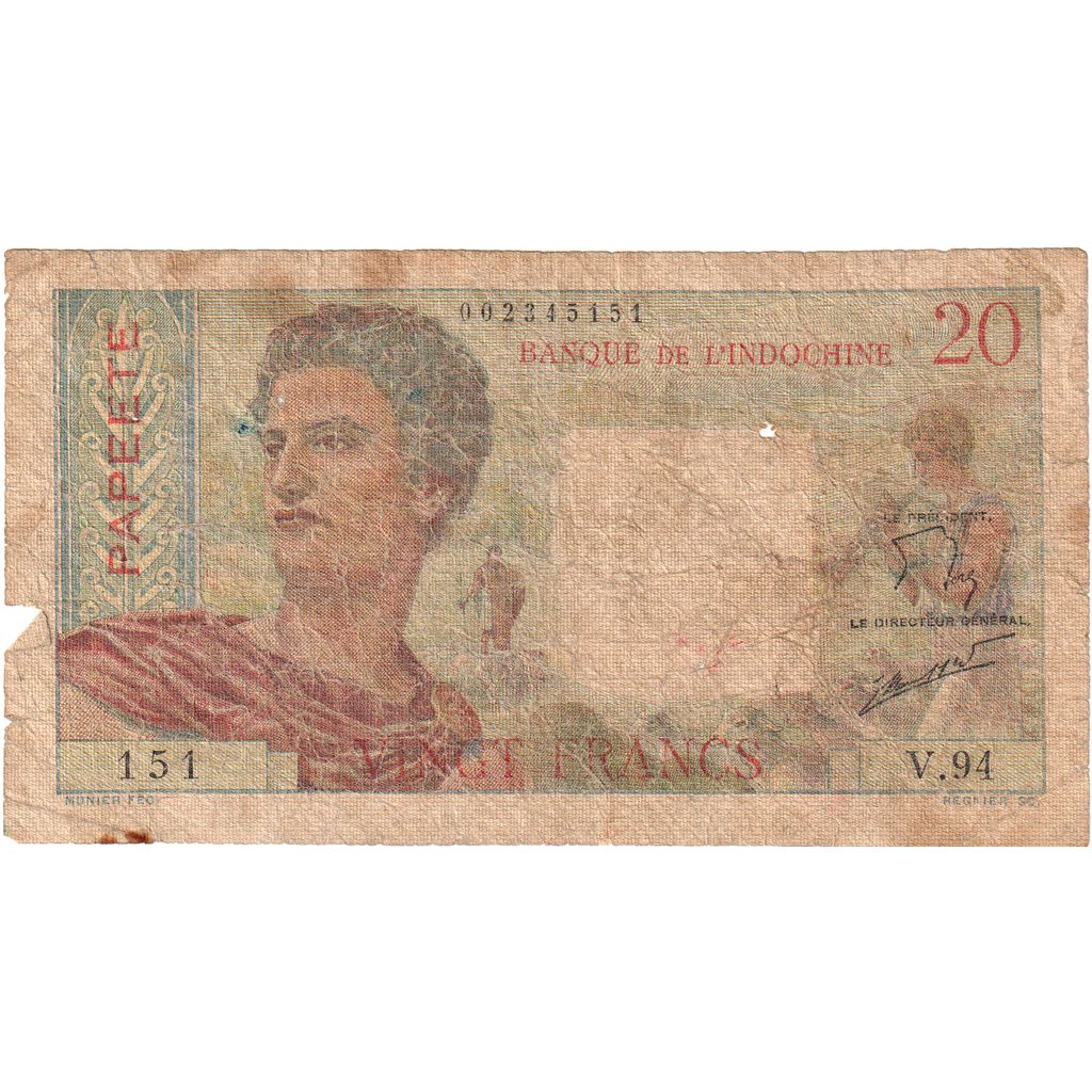 Tahiti, 20 Francs, papeete, MB