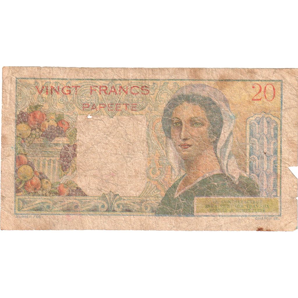 Tahiti, 20 Francs, papeete, MB