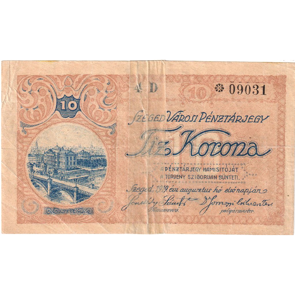 Hungary, 10 Korona, VF(20-25)