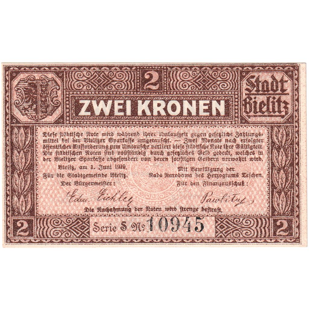 Pologne, 2 Kronen, 1919, SPL