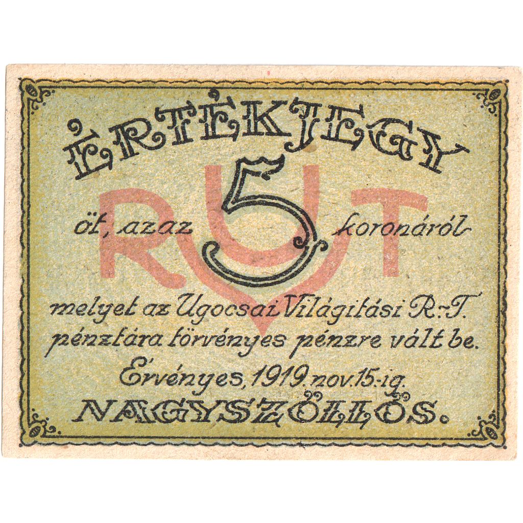 Hongarije, 1919-11-15, 5 KORUN, SPL
