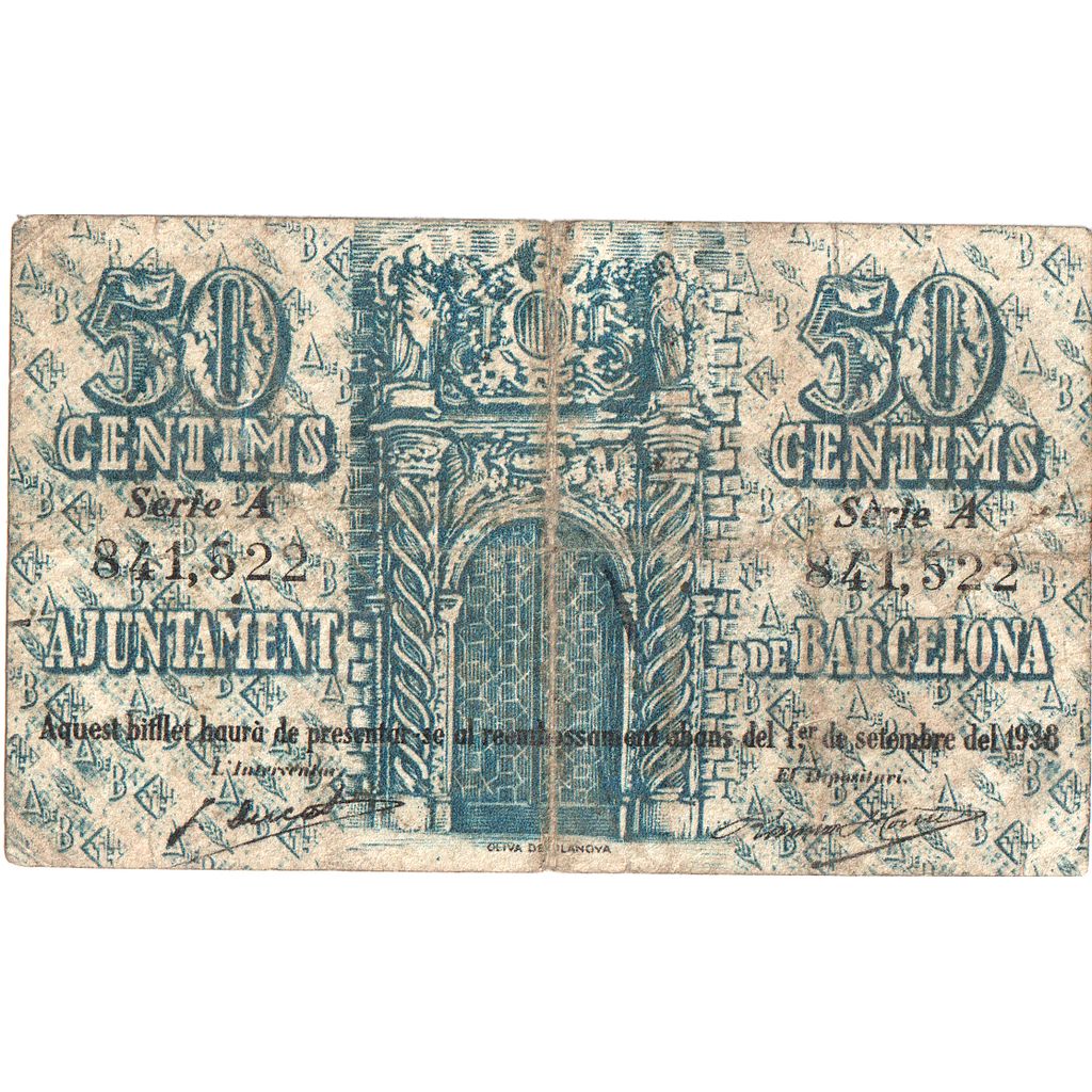 Espanha, 50 Centimes, VF(30-35)