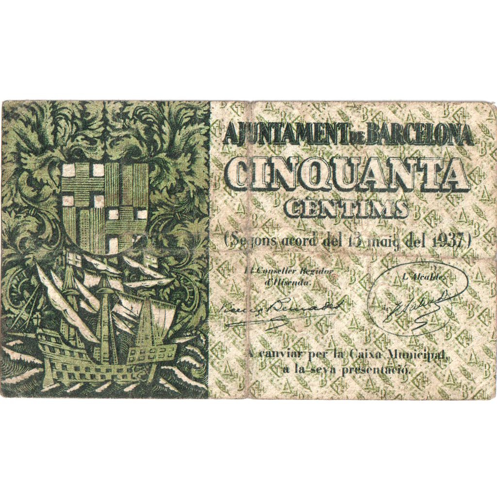 Espanha, 50 Centimes, VF(30-35)