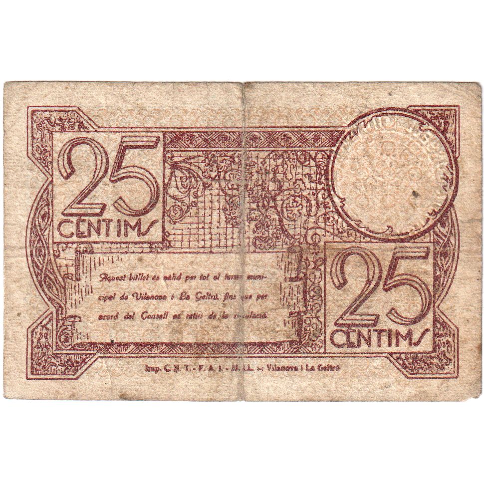 España, 25 Centimos, 1937, BC