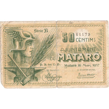 Spanje, 50 Centimes, BARCELONE, TB