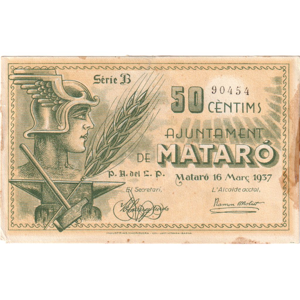 Hiszpania, 50 Centimes, BARCELONE, VF(30-35)