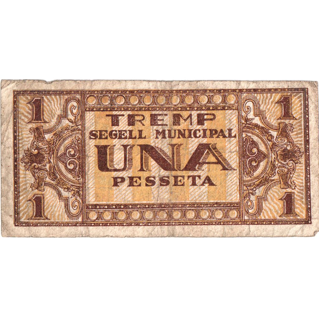 Espanha, 1 Peseta, TREMP SEGELL MUNICIPAL, VF(20-25)