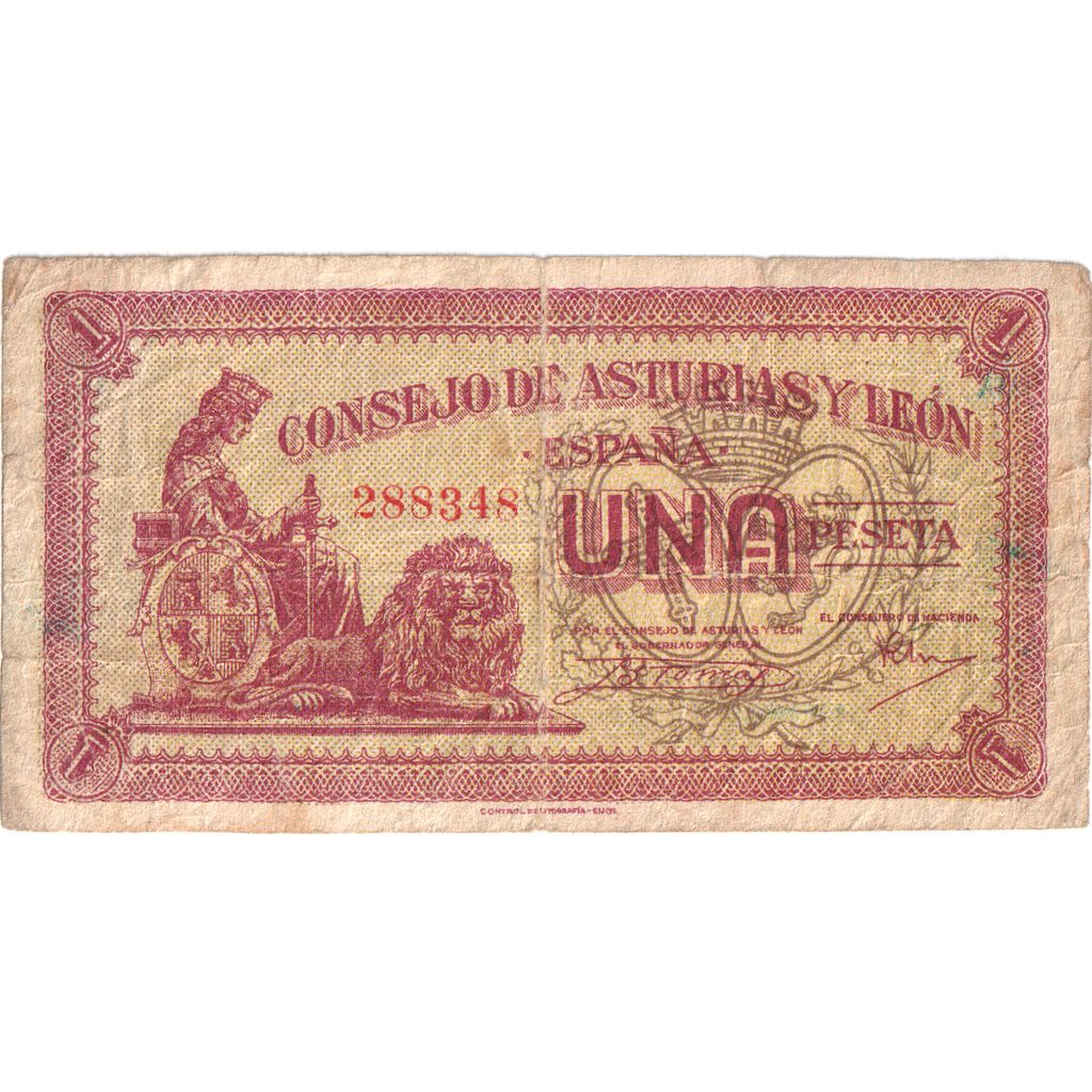 Spagna, 1 Peseta, ASTURIAS, MB
