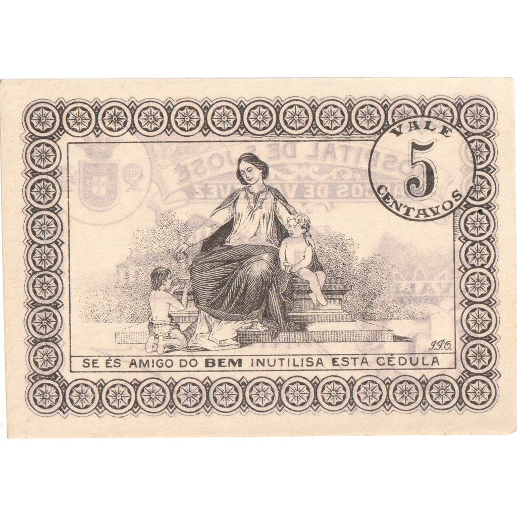 Banknote, Portugal, 5 Centavos, Hospital de S.JOSE, 1937, 1937, UNC(65-70)