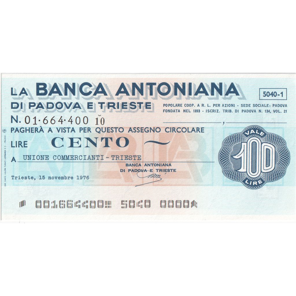Italy, 100 Lire, 1976-11-15, Trieste, UNC(65-70)
