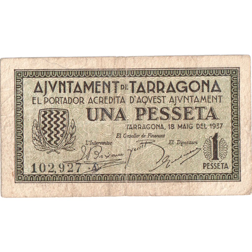 Spanien, 1 Peseta, 1937-05-18, TARRAGONA, S