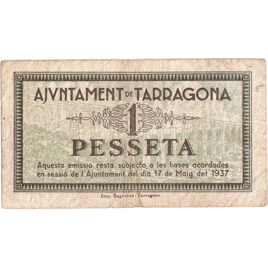 Spanien, 1 Peseta, 1937-05-18, TARRAGONA, S
