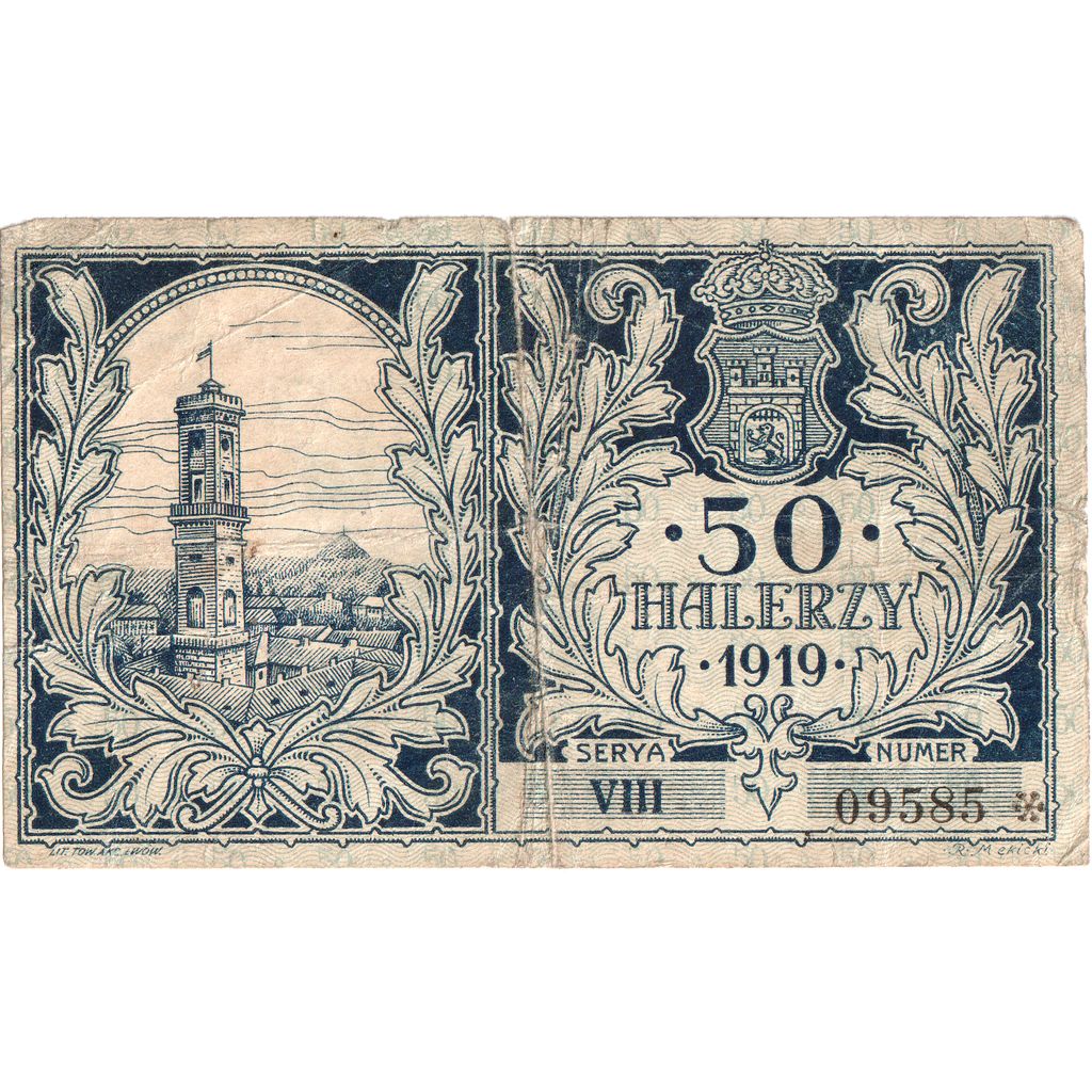 Pologne, 50 HALERZY, TB+