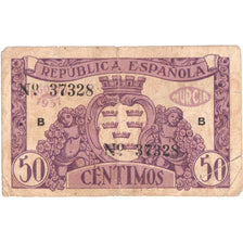 Hiszpania, 50 Centimes, MURCIA, VF(20-25)