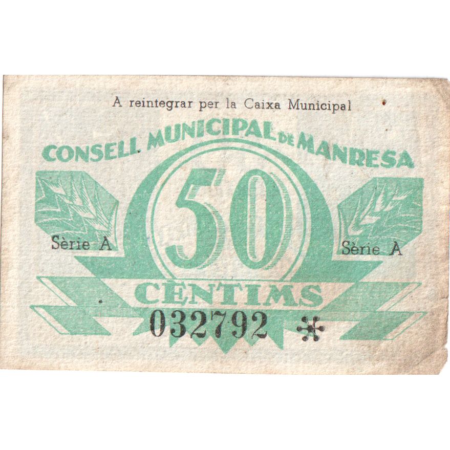 Spagna, 50 Centimes, 1937, BB