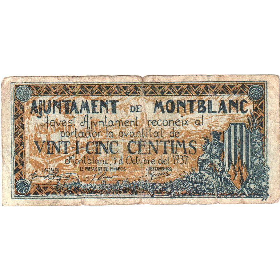 Spanje, 25 Centimes, 1937-10-01, MONTBLANC, TB+