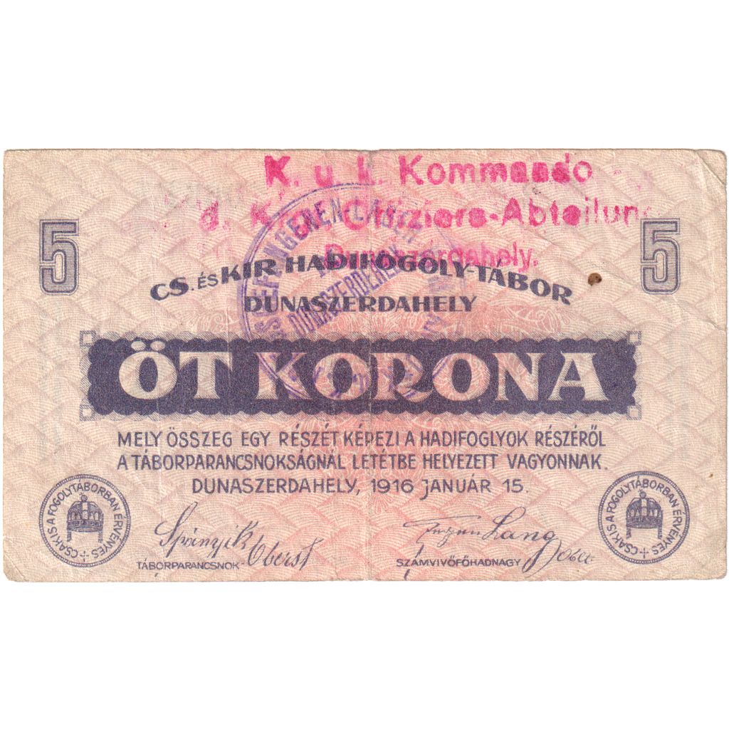 Ungheria, Haderslev, 5 Kroner, 1916-01-15, BB