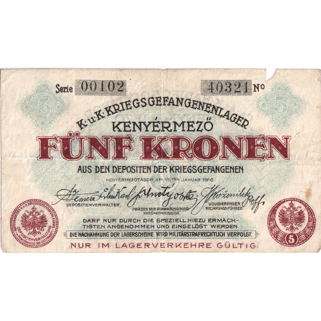 Austria, KENYERMEZO, 5 Kronen, VF(20-25)