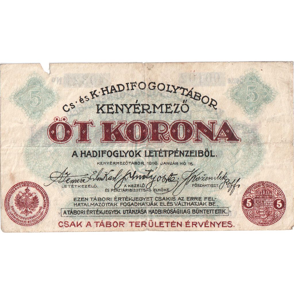 Austria, KENYERMEZO, 5 Kronen, VF(20-25)