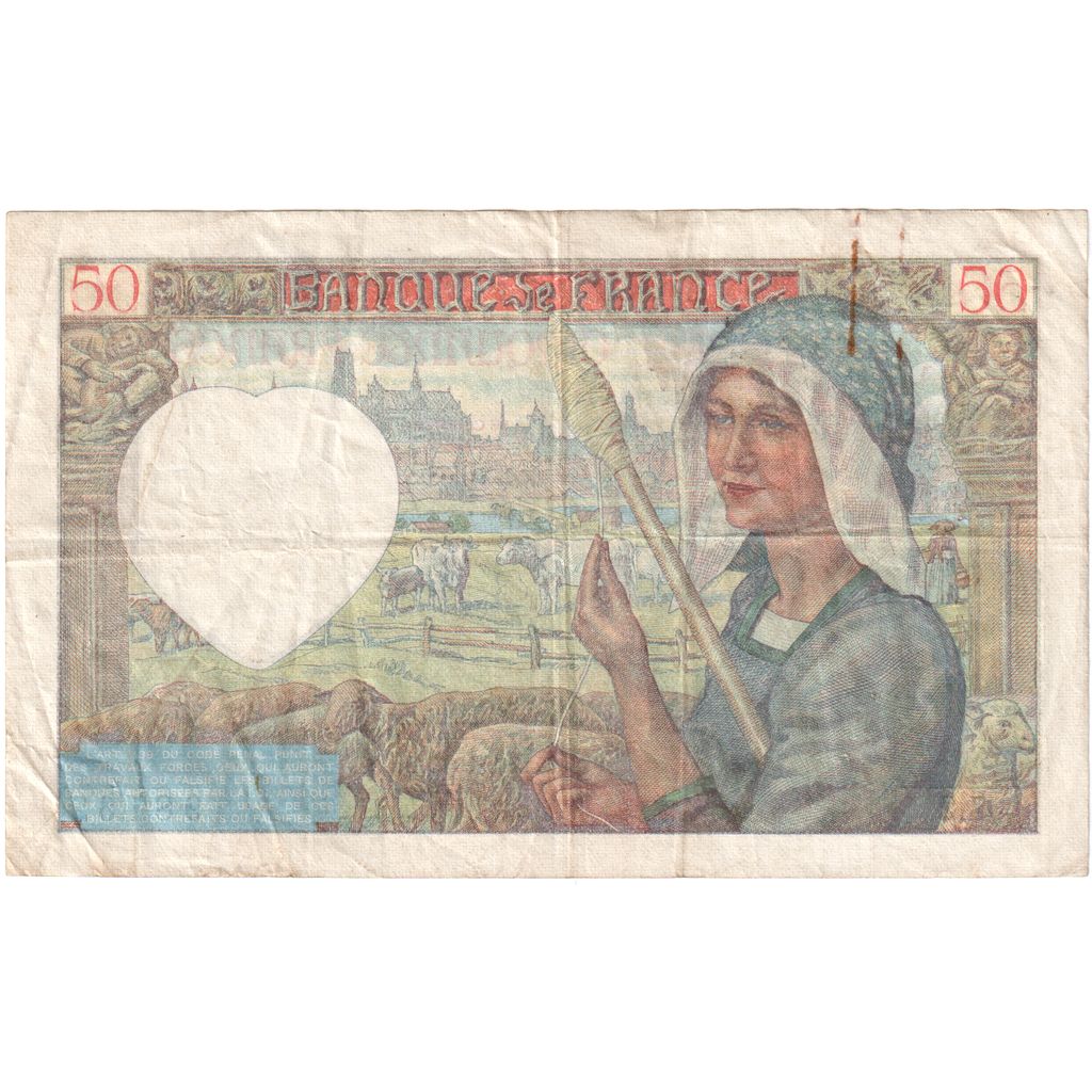 Francia, 50 Francs, Jacques Coeur, 1940-06-13, Z.2., BC+