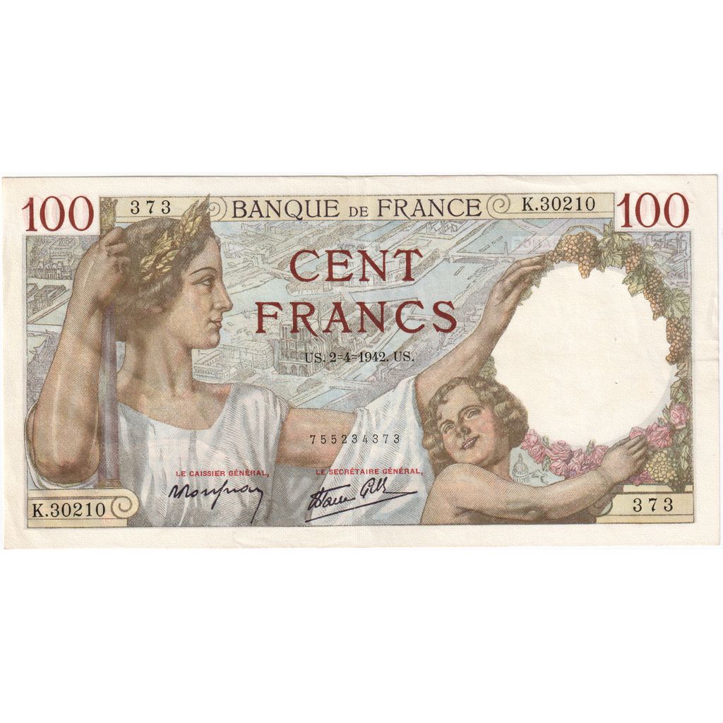 Francja, 100 Francs, Sully, 1942-04-02, K.30210, EF(40-45)
