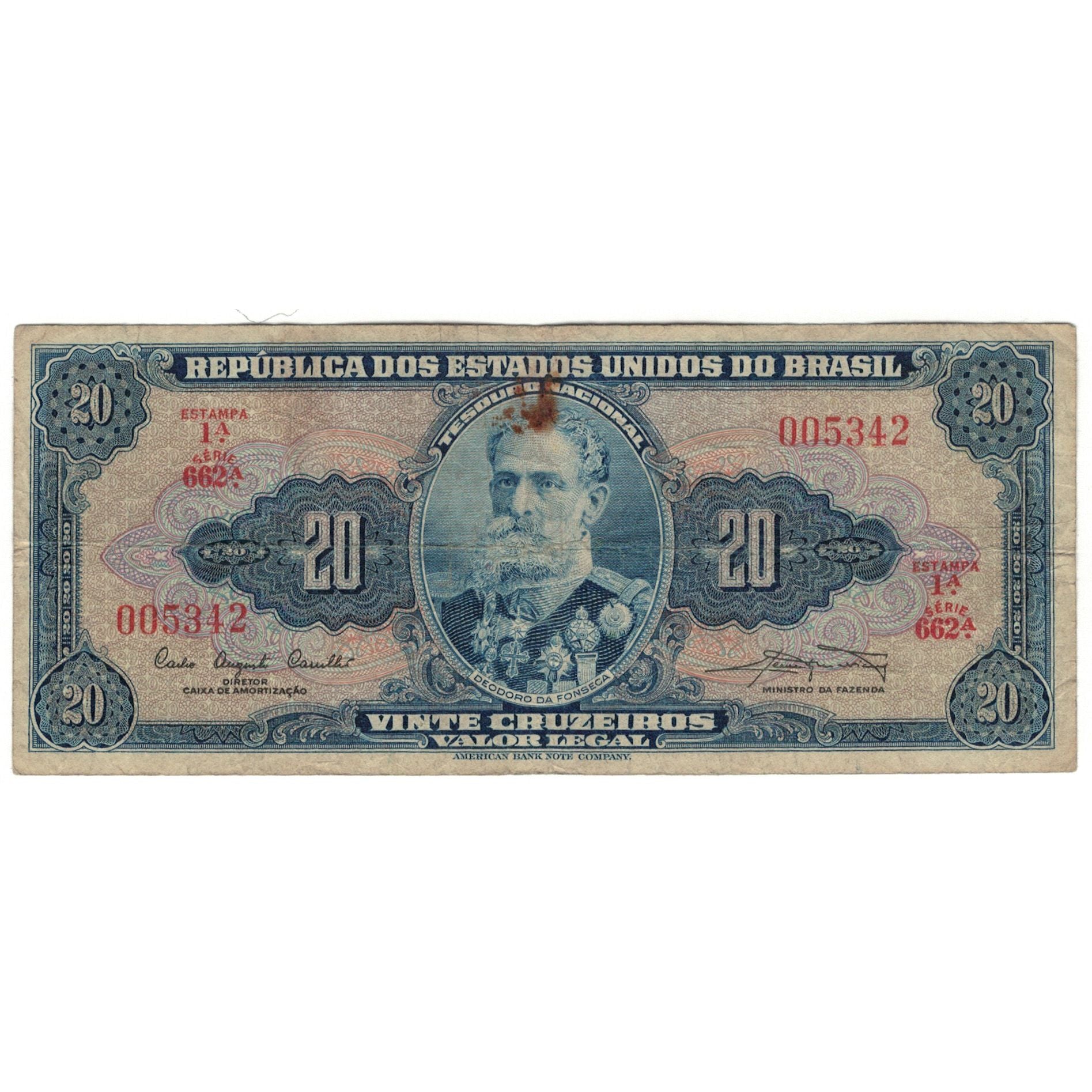 Banknote, Brazil, 20 Cruzeiros, KM:168b, VG(8-10)