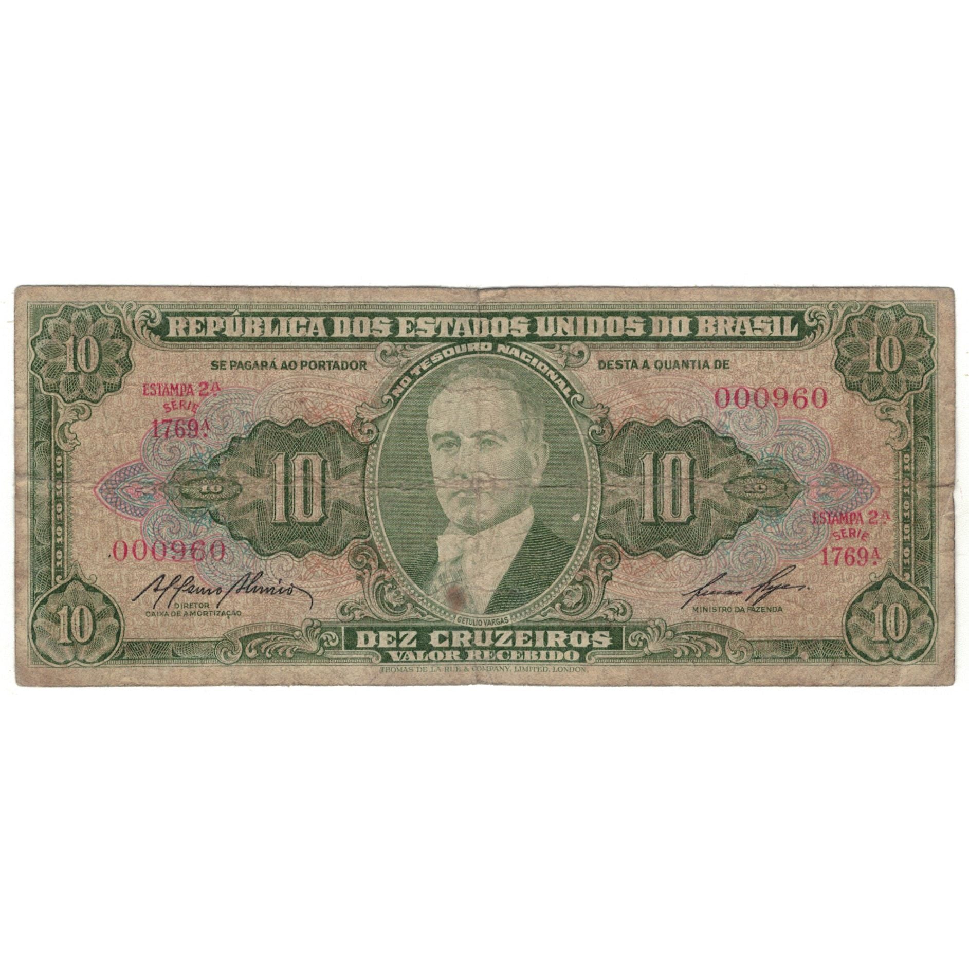Banknote, Brazil, 10 Cruzeiros, KM:177b, VG(8-10)