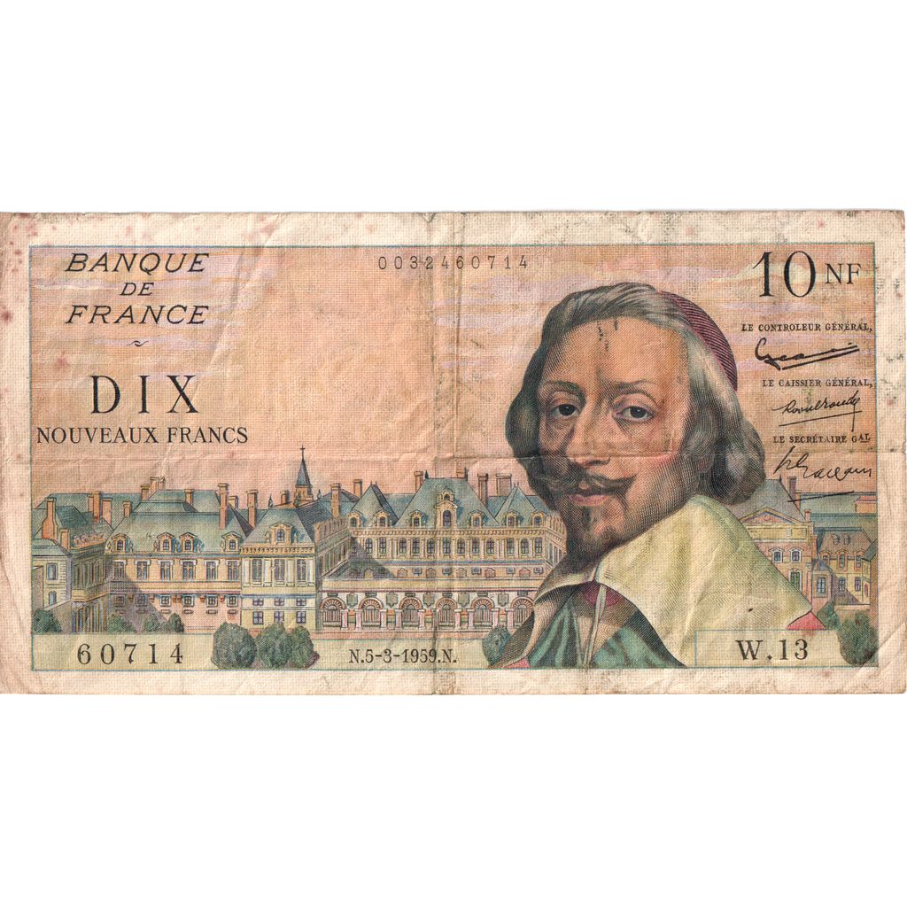 Francia, 10 Nouveaux Francs, Richelieu, 1959-03-05, W.13, BC