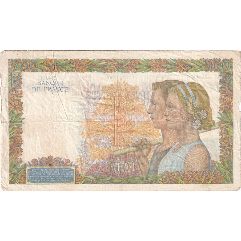 Frankrijk, 500 Francs, La Paix, 1942-03-05, G.4832, TB