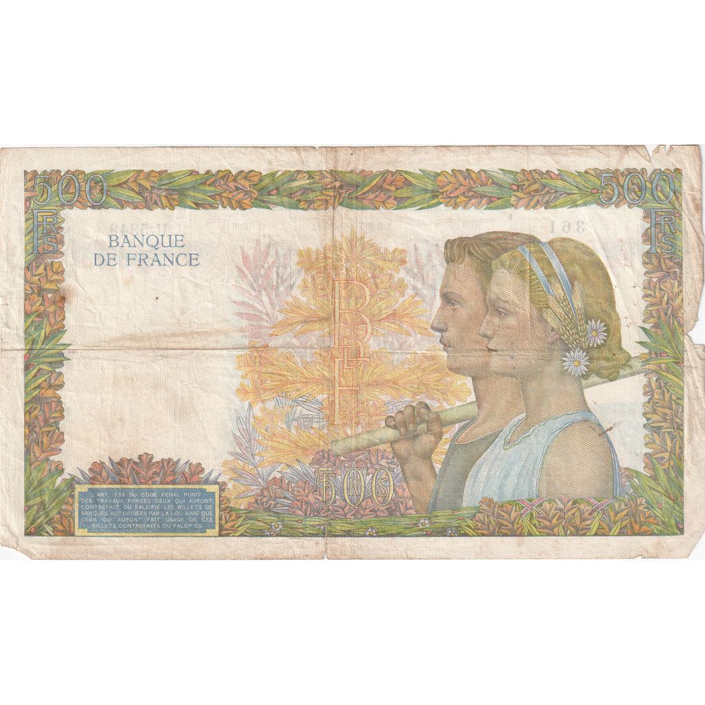 Francja, 500 Francs, La Paix, 1942-04-02, U.5349, VF(20-25)